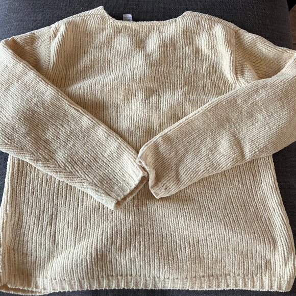 Orvis Womens Large Creamy Light Yellow Chunky Knit Cardigan Button Up Sweater - Picture 6 of 6